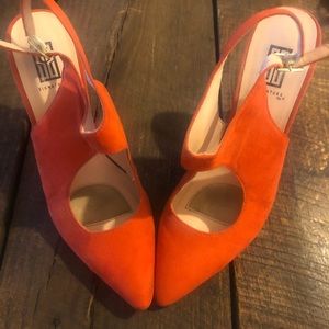 Pop of Orange Keyhole Heels